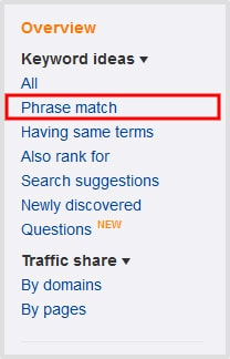 Phrase Match Keywords