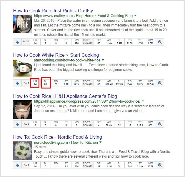 High Rating Backlinks Example