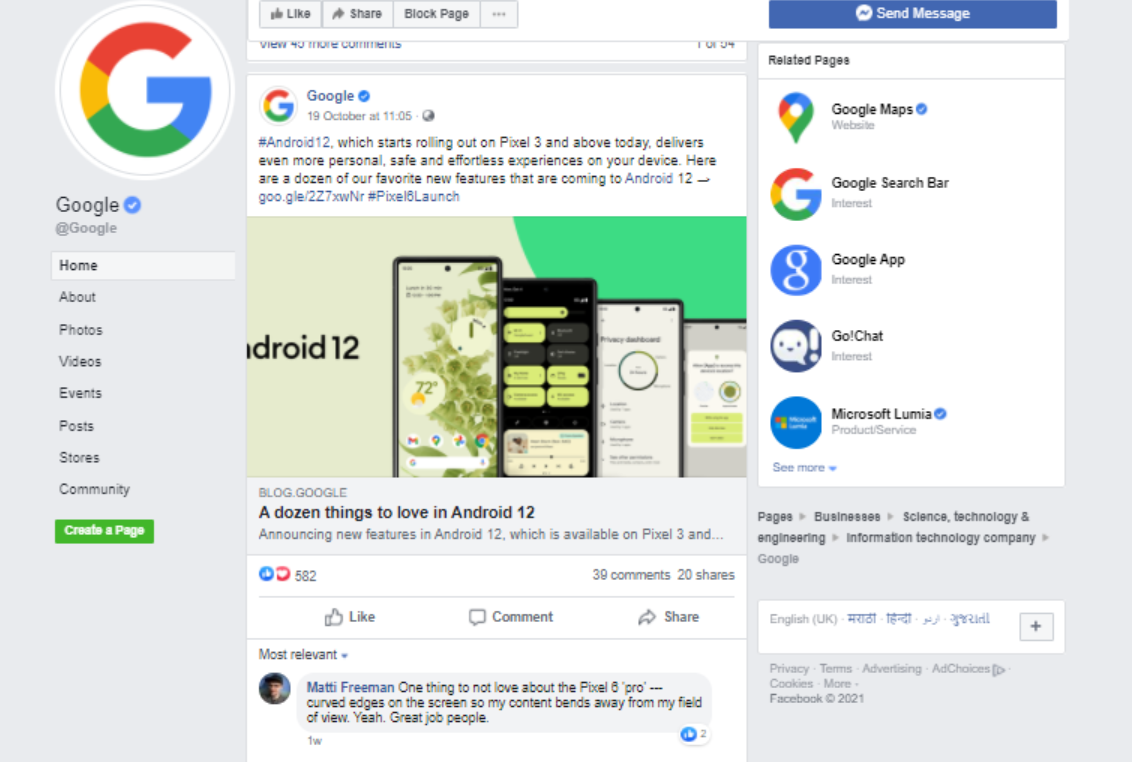 Google Facebook Add